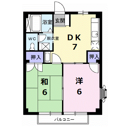 ピースファルハイツ(2DK/2階)の間取り写真