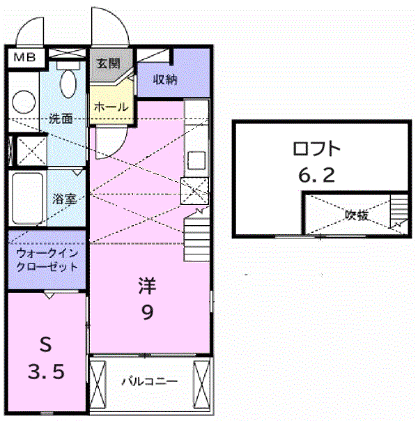 グラン・ブルー(ワンルーム/2階)の間取り写真