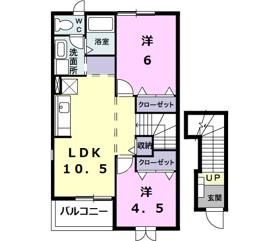 セトルフィーレA(2LDK/2階)の間取り写真