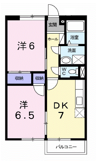 マーベラスサイトジチューⅠ(2DK/2階)の間取り写真