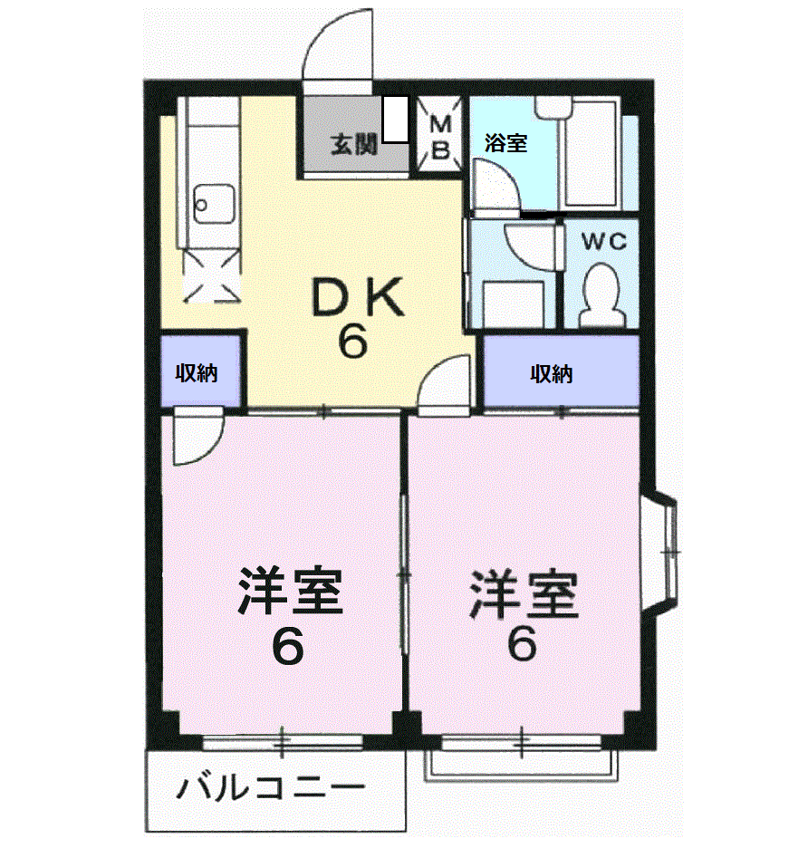 メゾン新村Ⅲ(2DK/2階)の間取り写真