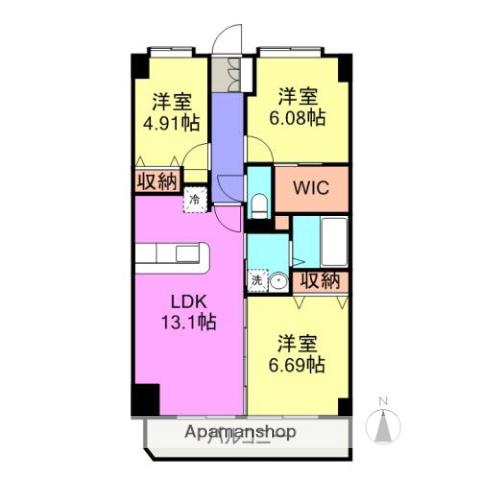 ベルシャトー(3LDK/1階)の間取り写真