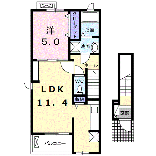 東海道本線 沼津駅 徒歩19分 2階建 築10年(1LDK/2階)の間取り写真