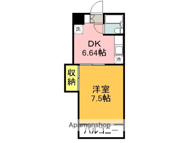 メゾン富士(1DK/3階)の間取り写真