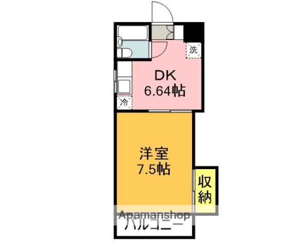 メゾン富士(1DK/3階)の間取り写真