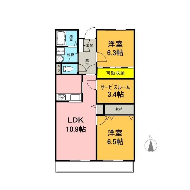 ソレイユM(2SLDK/2階)の間取り写真