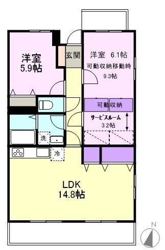 パライソ(2SLDK/4階)の間取り写真