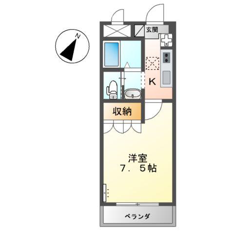 コーポハウス花(1K/1階)の間取り写真