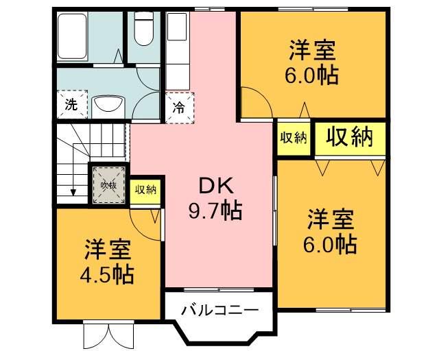 ヴァン・アビターレ(3LDK/2階)の間取り写真