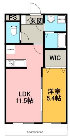 メイプルリーフ(1LDK/2階)の間取り写真