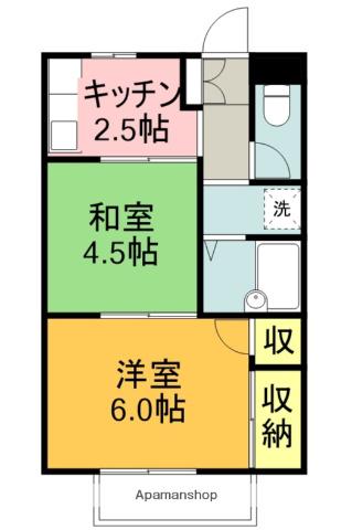 ヴィラMIYAKO(2K/2階)の間取り写真
