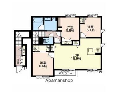 LA FAMILLE(3LDK/2階)の間取り写真