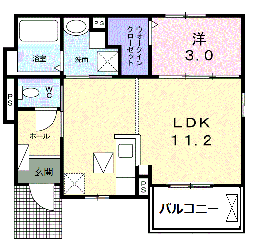メゾン ド ルネ(1LDK/1階)の間取り写真