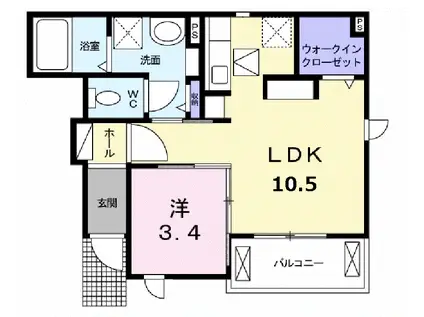 メゾンドカランⅢ(1LDK/1階)の間取り写真