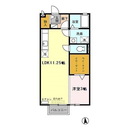 パレスレイト(1LDK/2階)の間取り写真