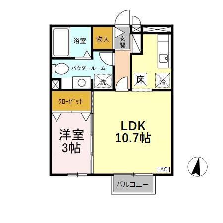 エスポワールYⅢ(1LDK/1階)の間取り写真