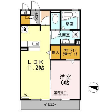 グラシューズ ヴィーブル(1LDK/2階)の間取り写真