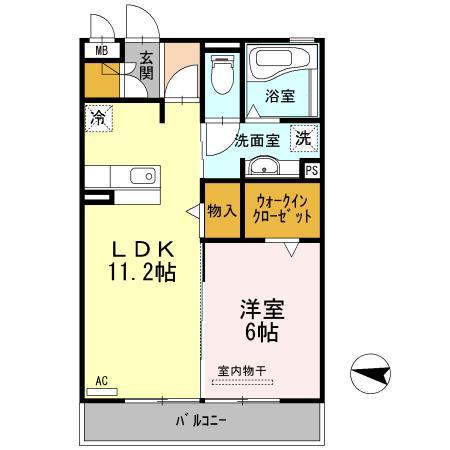 グラシューズ ヴィーブル(1LDK/2階)の間取り写真