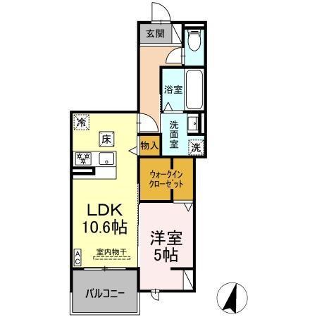 DIOSPERSIMMON長泉 I棟(1LDK/1階)の間取り写真