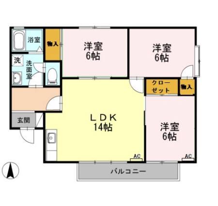 セジュール住吉(3LDK/1階)の間取り写真