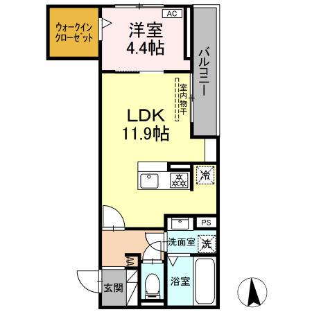 沼津市富士見町PJ(1LDK/3階)の間取り写真