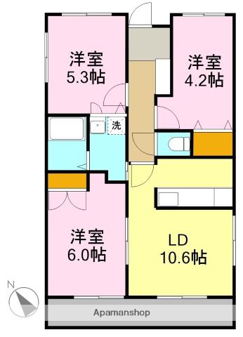 ロイヤルメゾン(3LDK/2階)の間取り写真