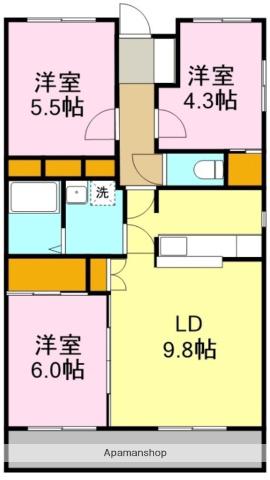 ロイヤルメゾン(3LDK/1階)の間取り写真