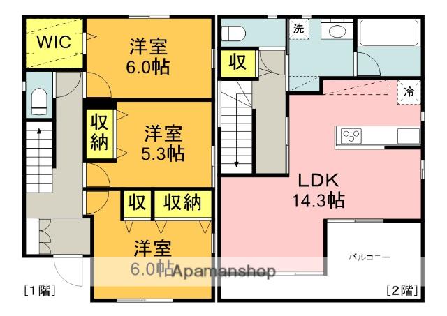 御殿場線 大岡駅(静岡) 徒歩20分 2階建 新築(3LDK)の間取り写真