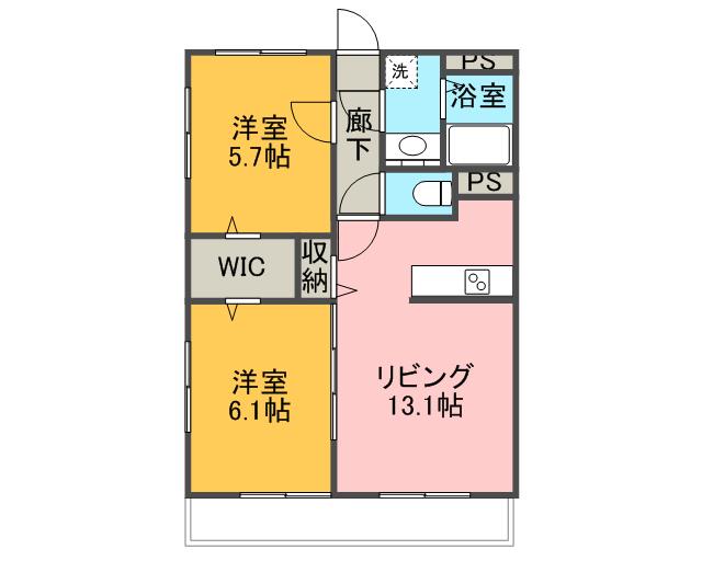AGREABLE(2LDK/1階)の間取り写真