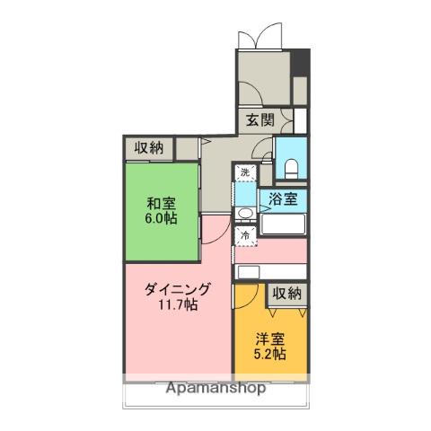 シャルマンコーポ三島(2LDK/6階)の間取り写真