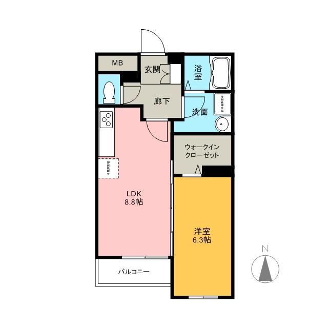 グランセードル(1LDK/4階)の間取り写真