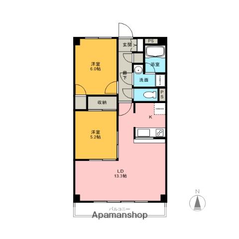 コート沼津(2LDK/1階)の間取り写真