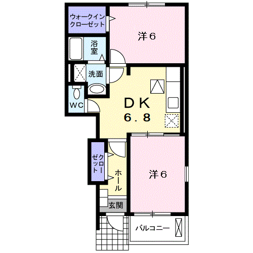 オルバス(2DK/1階)の間取り写真