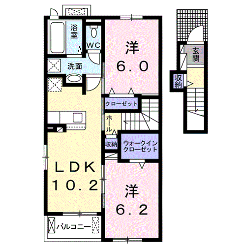 ヴィオラⅢ(2LDK/2階)の間取り写真
