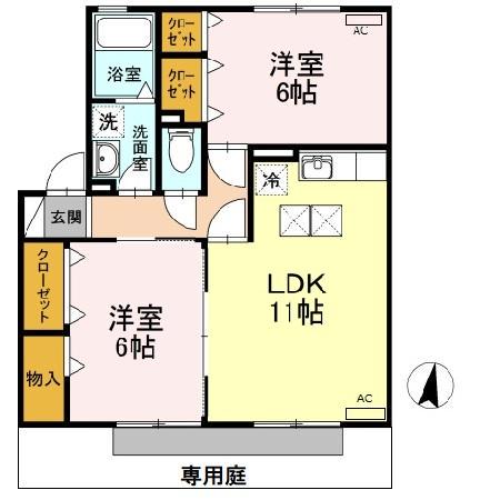 サニーコート清水(2LDK/1階)の間取り写真