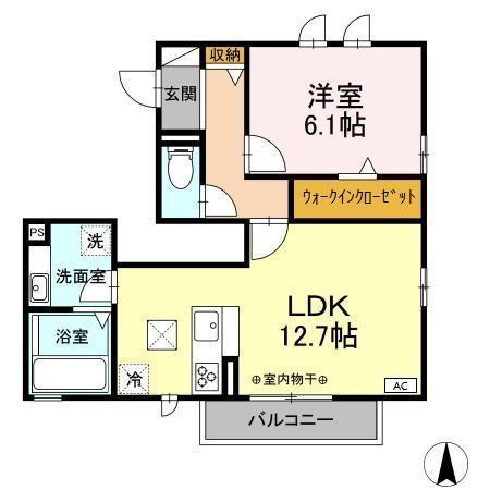 ユーフォリア(1LDK/1階)の間取り写真