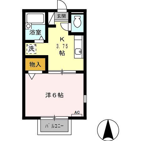 プランティオ Ⅰ(1K/2階)の間取り写真