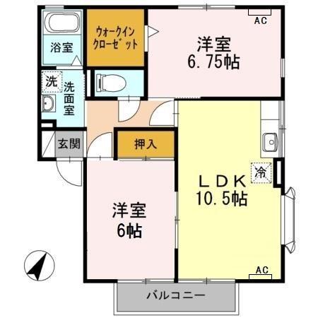 ハイアニス A(2LDK/1階)の間取り写真