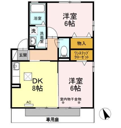 サンシャイン堀江III(2DK/1階)の間取り写真