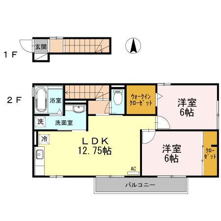ダーヴォッフォノルトSII(2LDK/2階)の間取り写真