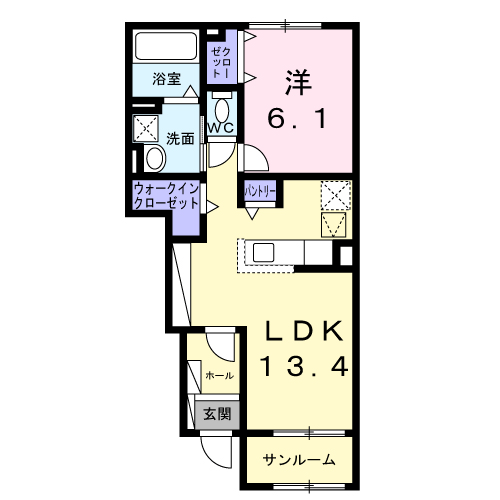 アヴァンス パレイル(1LDK/1階)の間取り写真