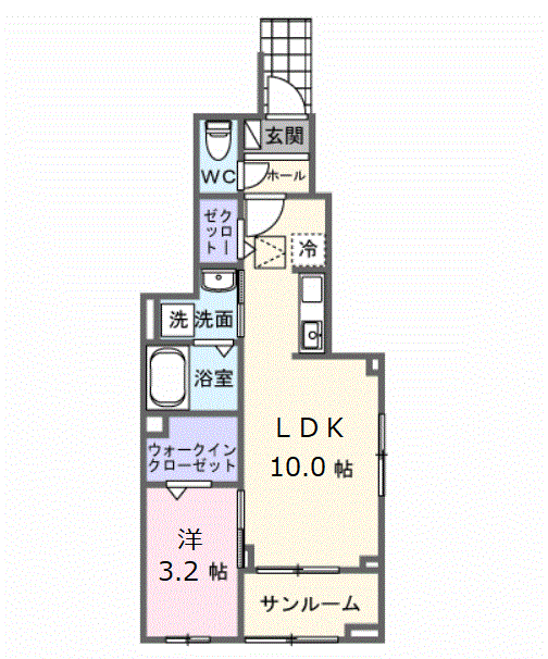 カーサ ブローテⅦ(1LDK/1階)の間取り写真