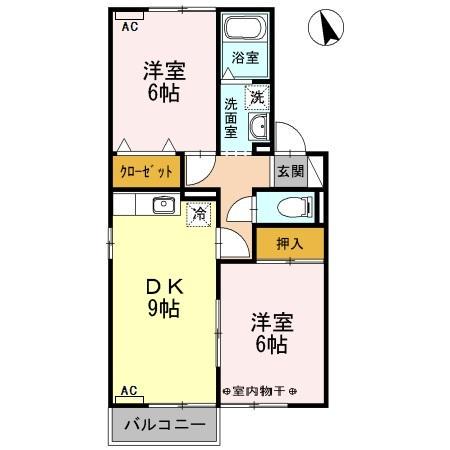 サンシャイン堀江II(2DK/2階)の間取り写真