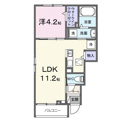 ヒカルサ焼津塩津ウエスト(1LDK/1階)の間取り写真