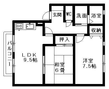 ニュールポOK(2LDK/1階)の間取り写真
