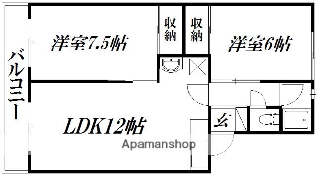 ニュービレッジ和合(2LDK/2階)の間取り写真