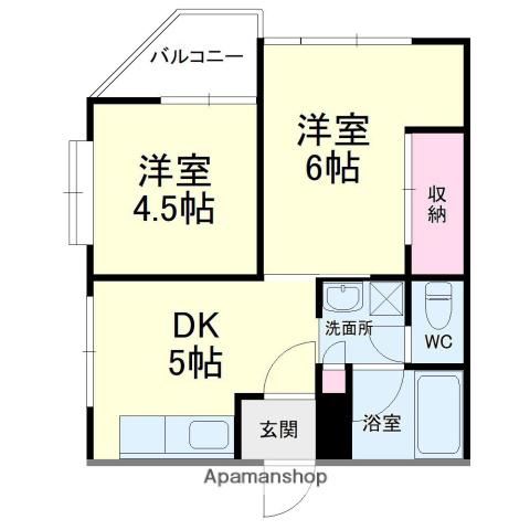 野中第2マンション(2K/2階)の間取り写真