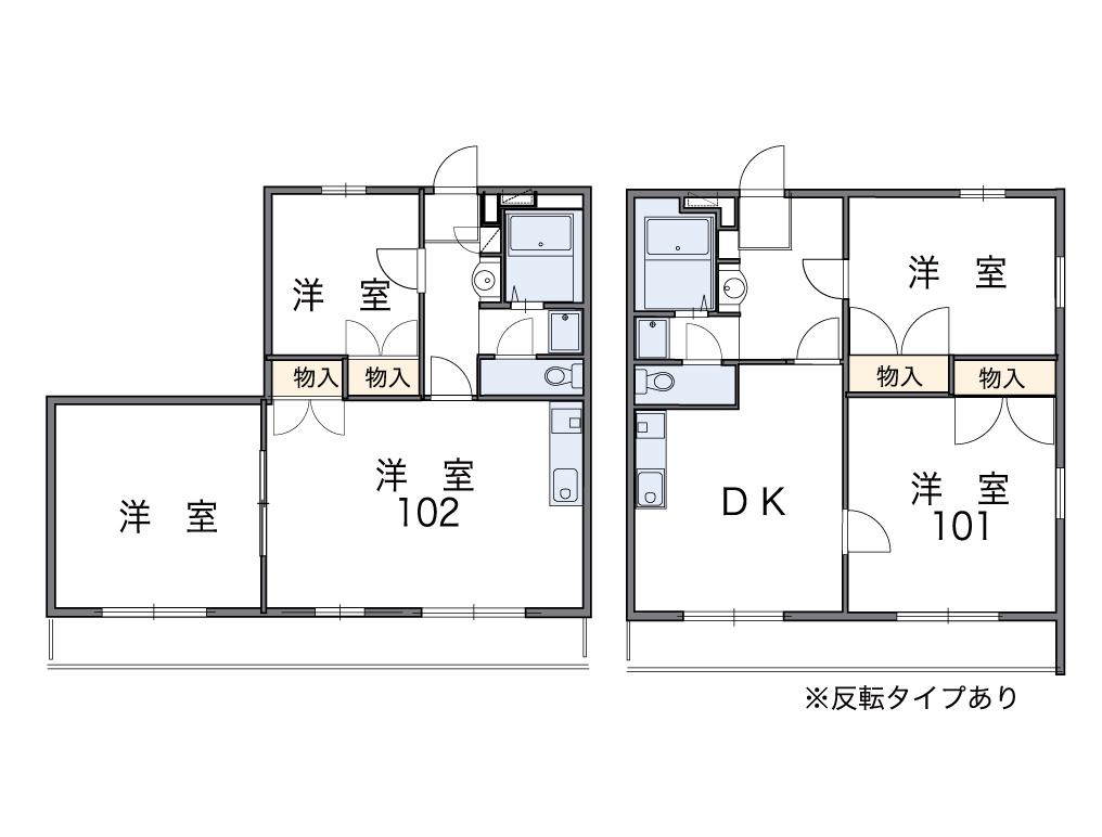 レオパレスGREEN・VIEW(2DK/3階)の間取り写真