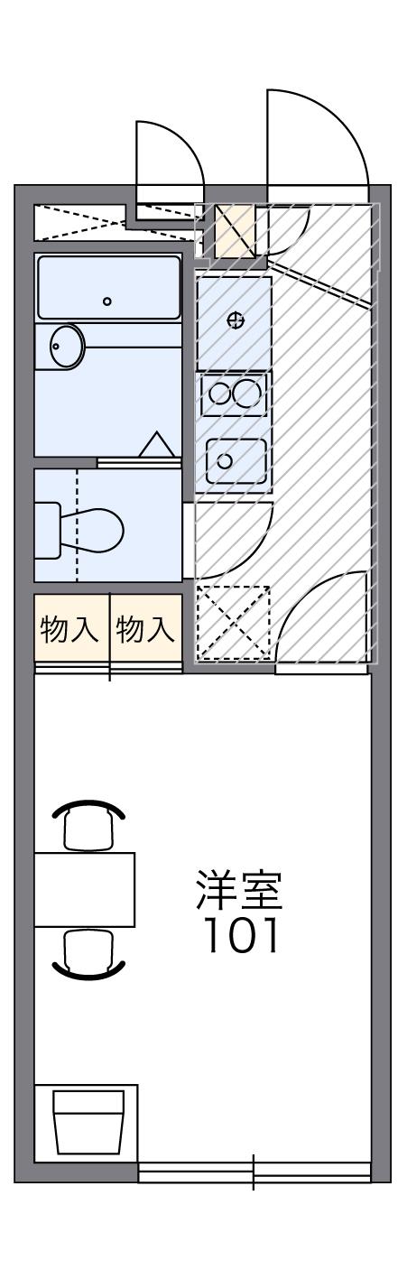 レオパレス昭徳Ⅱ(1K/1階)の間取り写真