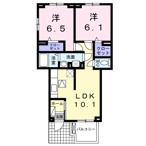 グラン ソレイユ A(2LDK/1階)の間取り写真